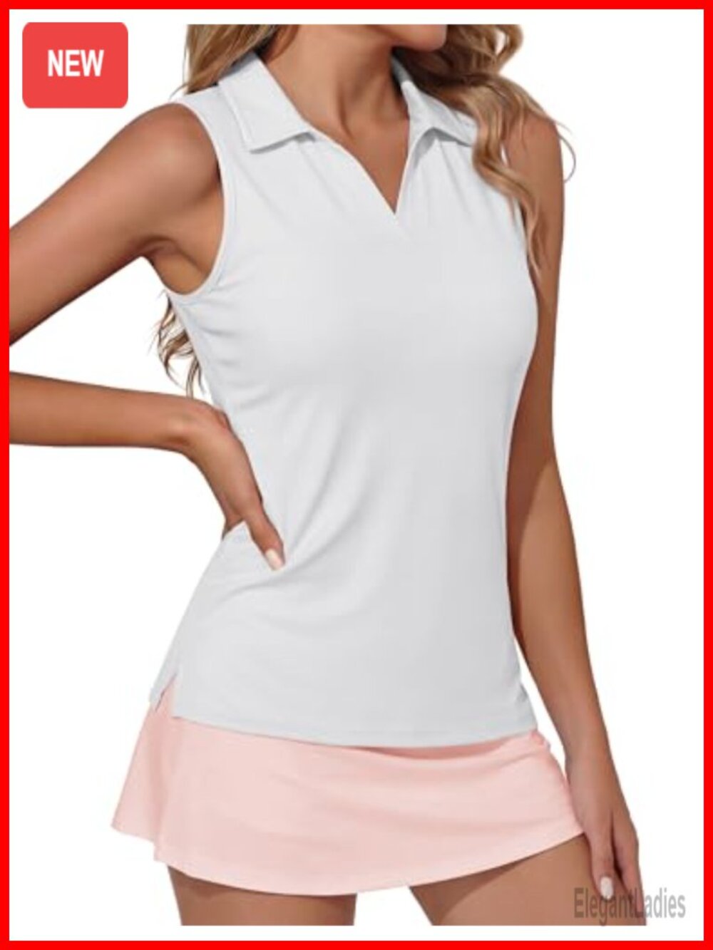 TACVASEN Womens Sleeveless Golf Polo Shirt UPF 50+ V-Neck Athletic Tennis Top